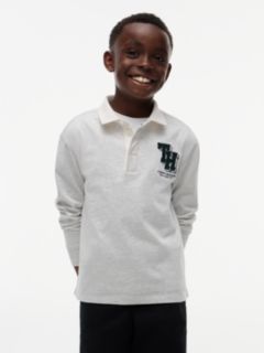 Varsity Embroidery Relaxed Jersey Rugby Shirt — Grey 1
