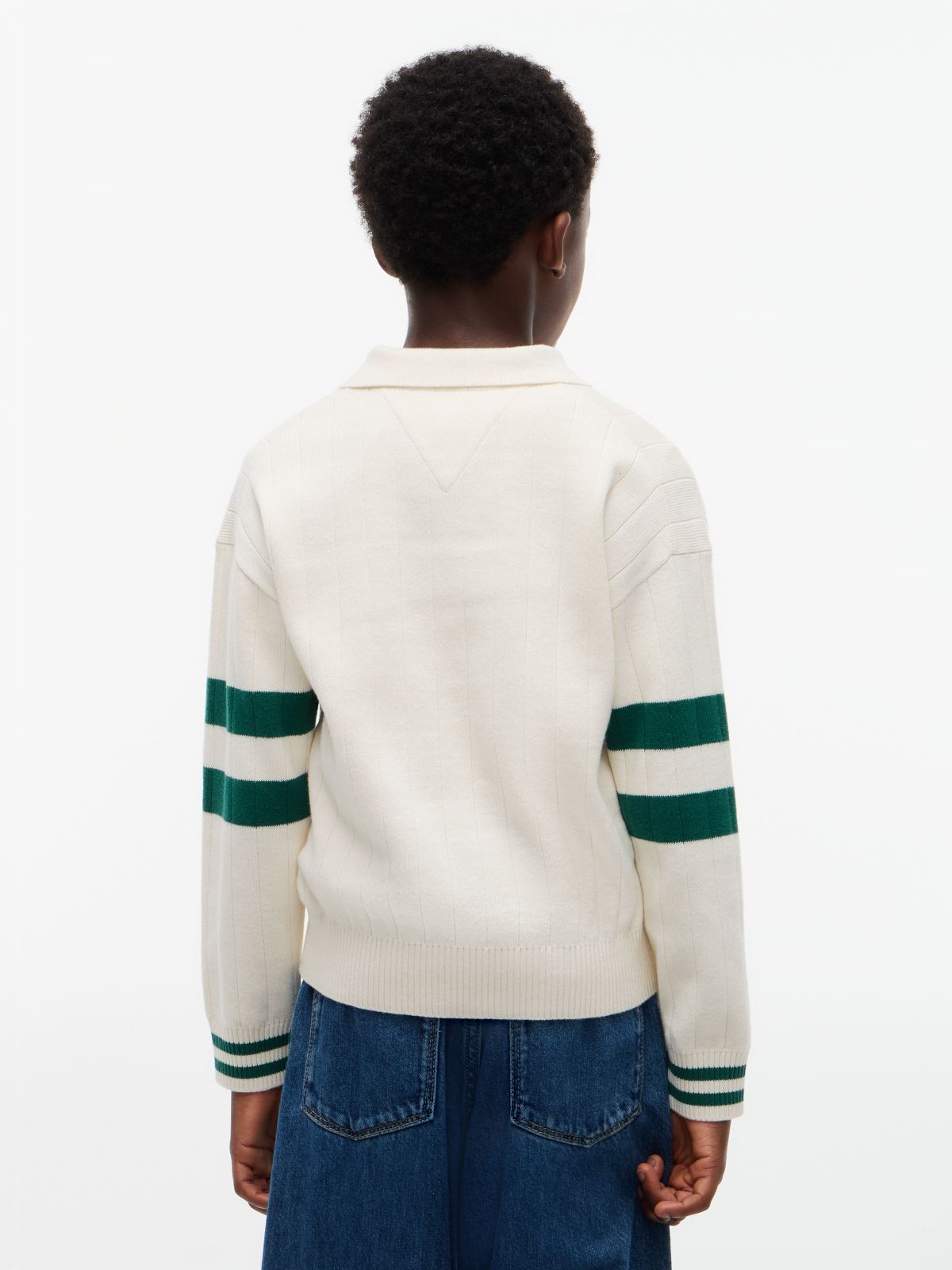 Textured Flag Embroidery Relaxed Polo Jumper — Yellow