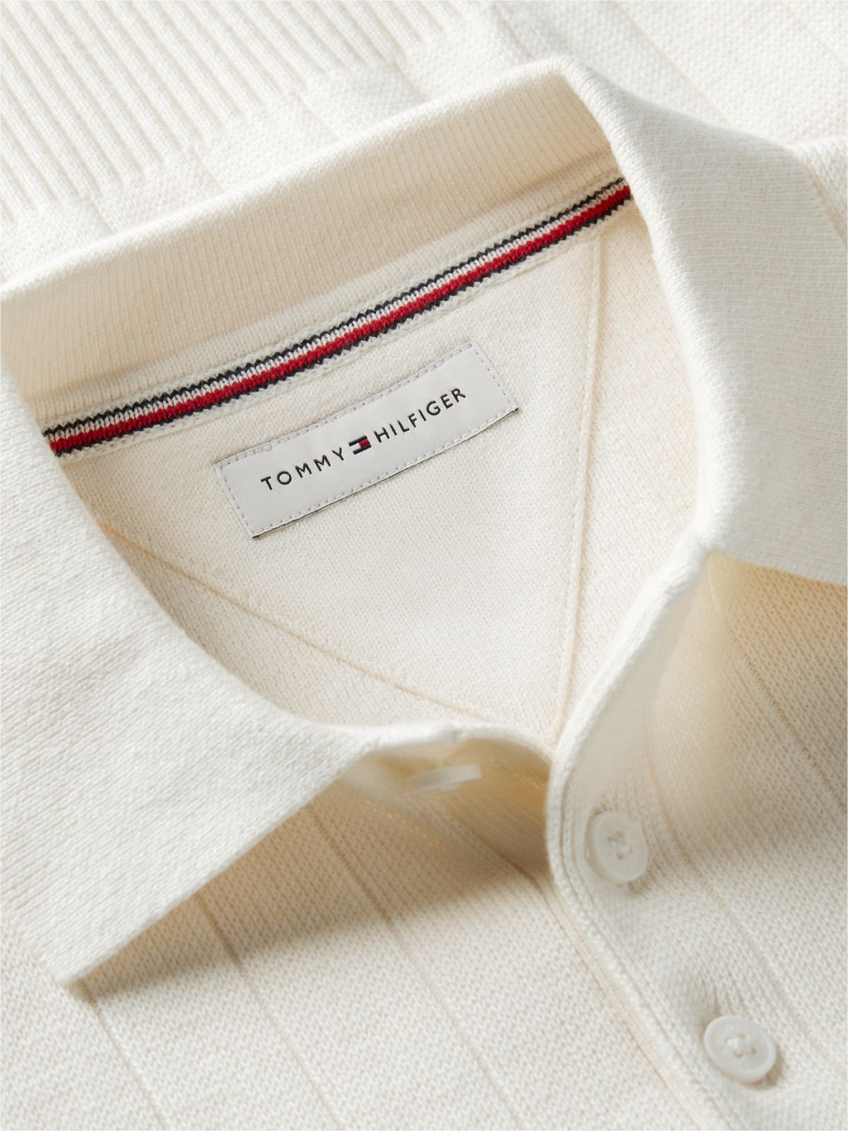 Textured Flag Embroidery Relaxed Polo Jumper — Yellow