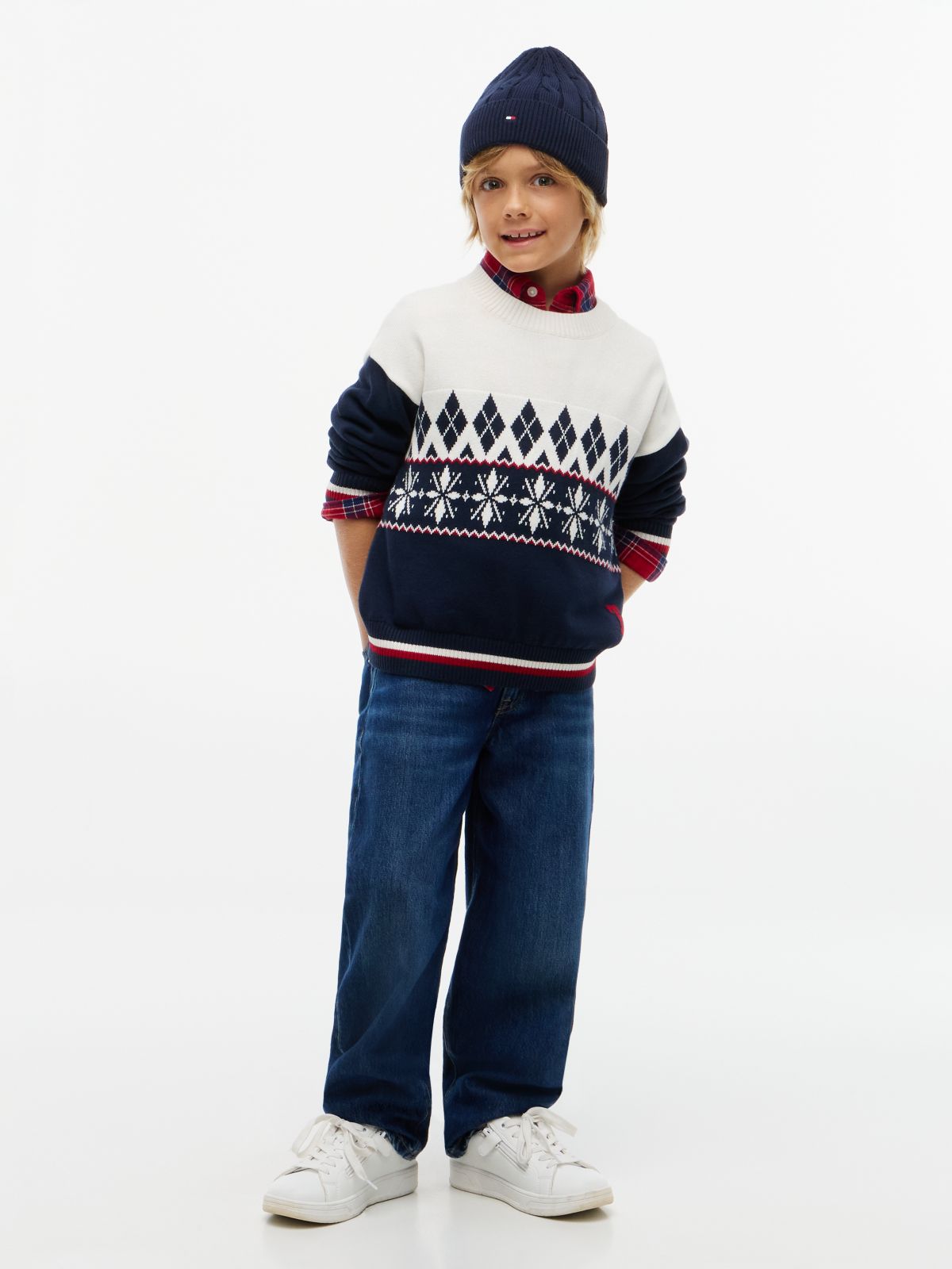 Varsity Logo Relaxed Fair Isle Jumper — Yellow