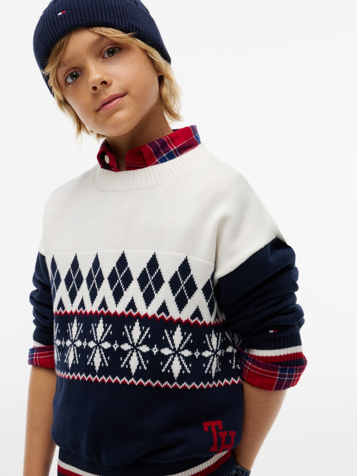 Varsity Logo Relaxed Fair Isle Jumper — Yellow