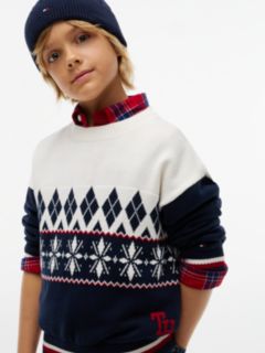 Varsity Logo Relaxed Fair Isle Jumper — Yellow 3