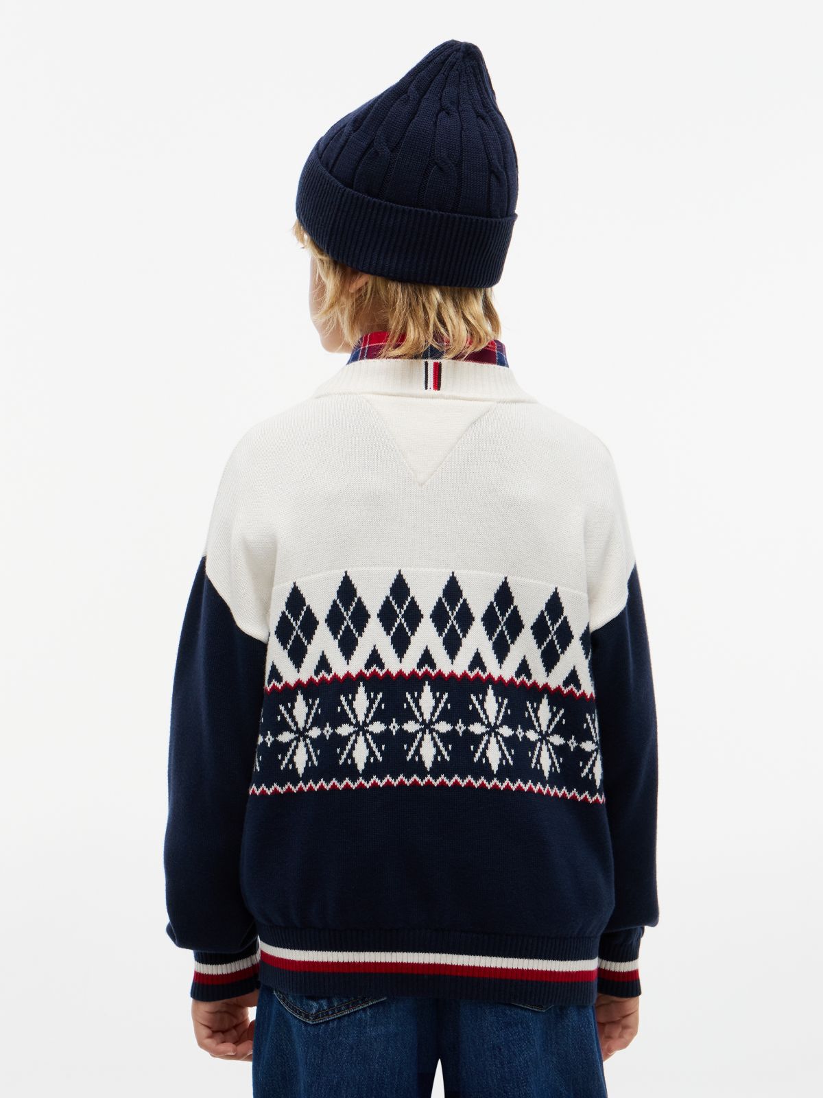 Varsity Logo Relaxed Fair Isle Jumper — Yellow