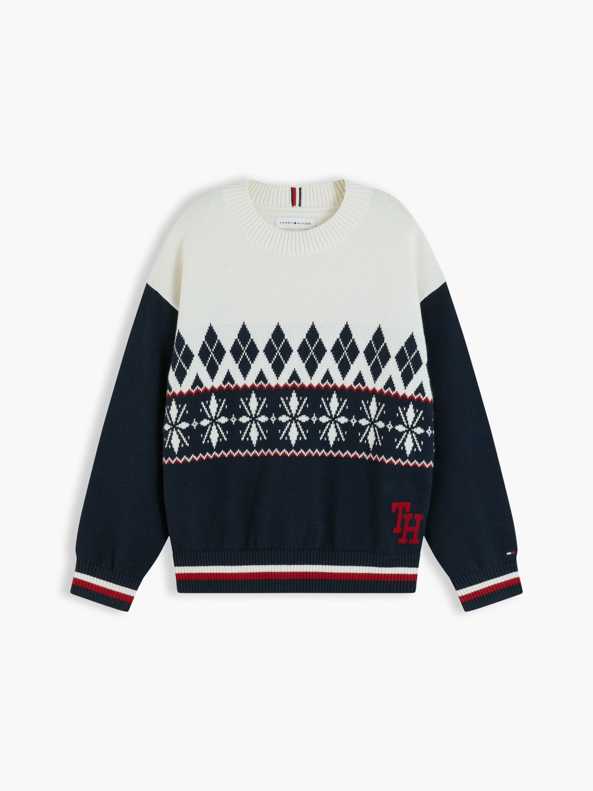 Varsity Logo Relaxed Fair Isle Jumper — Yellow
