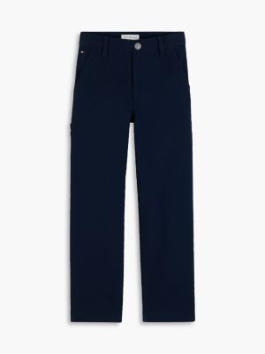 blue herringbone relaxed twill trousers for boys tommy hilfiger