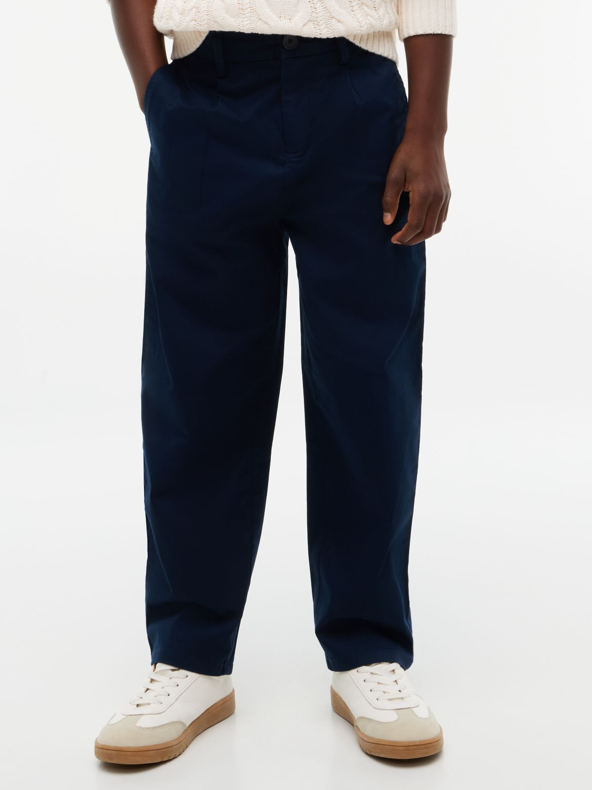 Herringbone Relaxed Twill Trousers — Blue