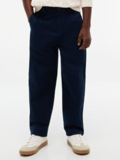 Herringbone Relaxed Twill Trousers — Blue 1