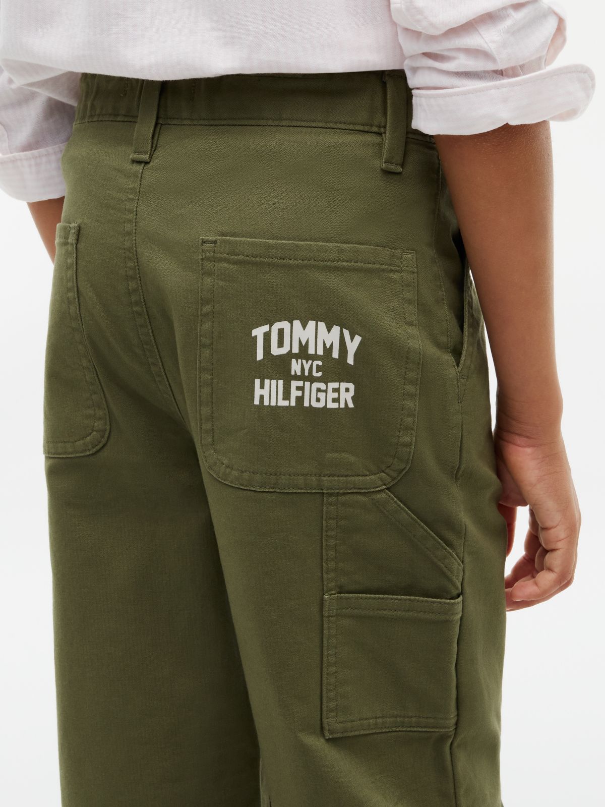 Herringbone Relaxed Twill Trousers — Green
