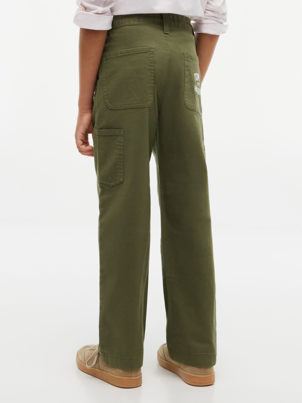Herringbone Relaxed Twill Trousers — Green