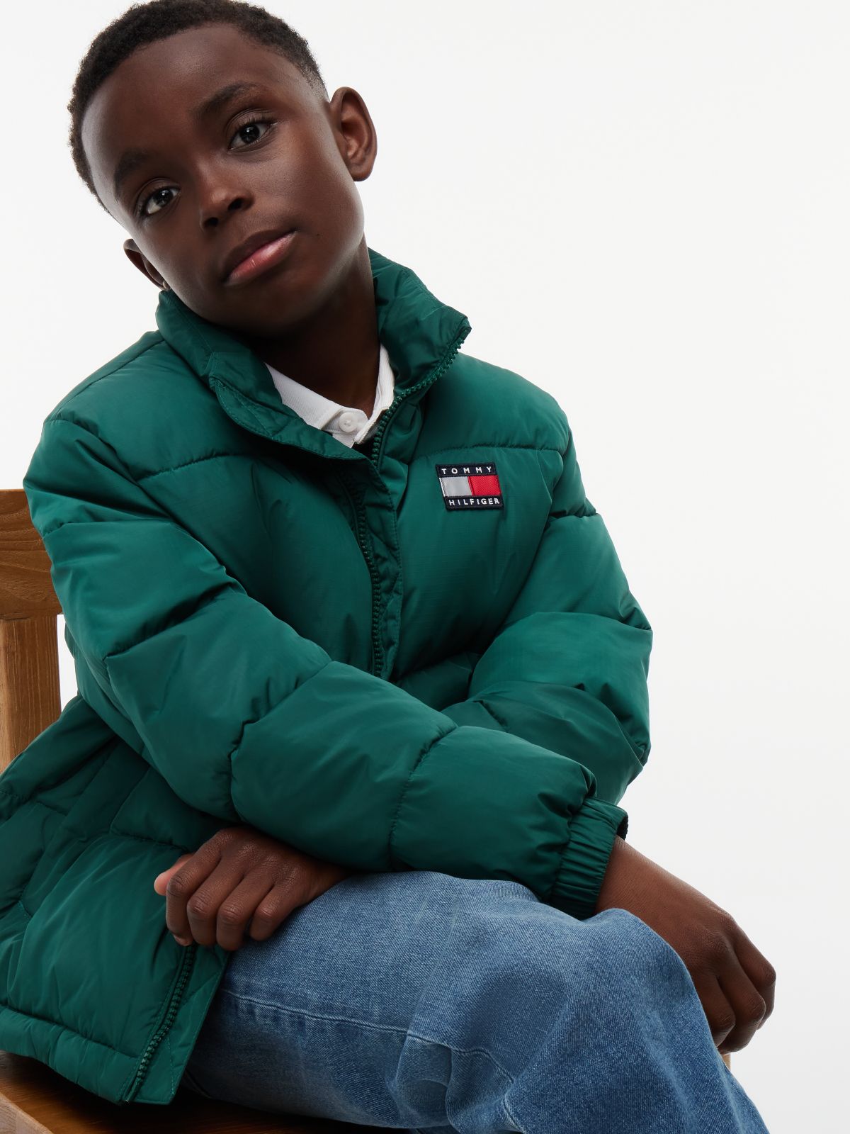 Essential Ripstop Relaxed Puffer Jacket — Green