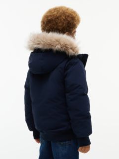 Faux Fur Hood Padded Relaxed Parka — Blue 6