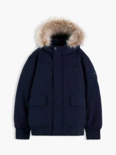 Faux Fur Hood Padded Relaxed Parka — Blue 7