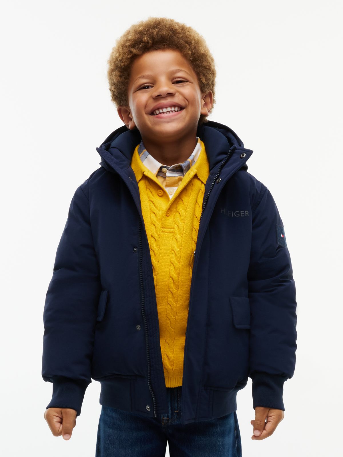 Faux Fur Hood Padded Relaxed Parka — Blue