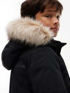 Faux Fur Hood Padded Parka — Black 4