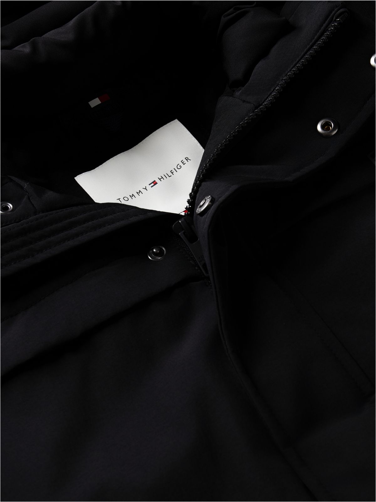 Faux Fur Hood Padded Parka — Black