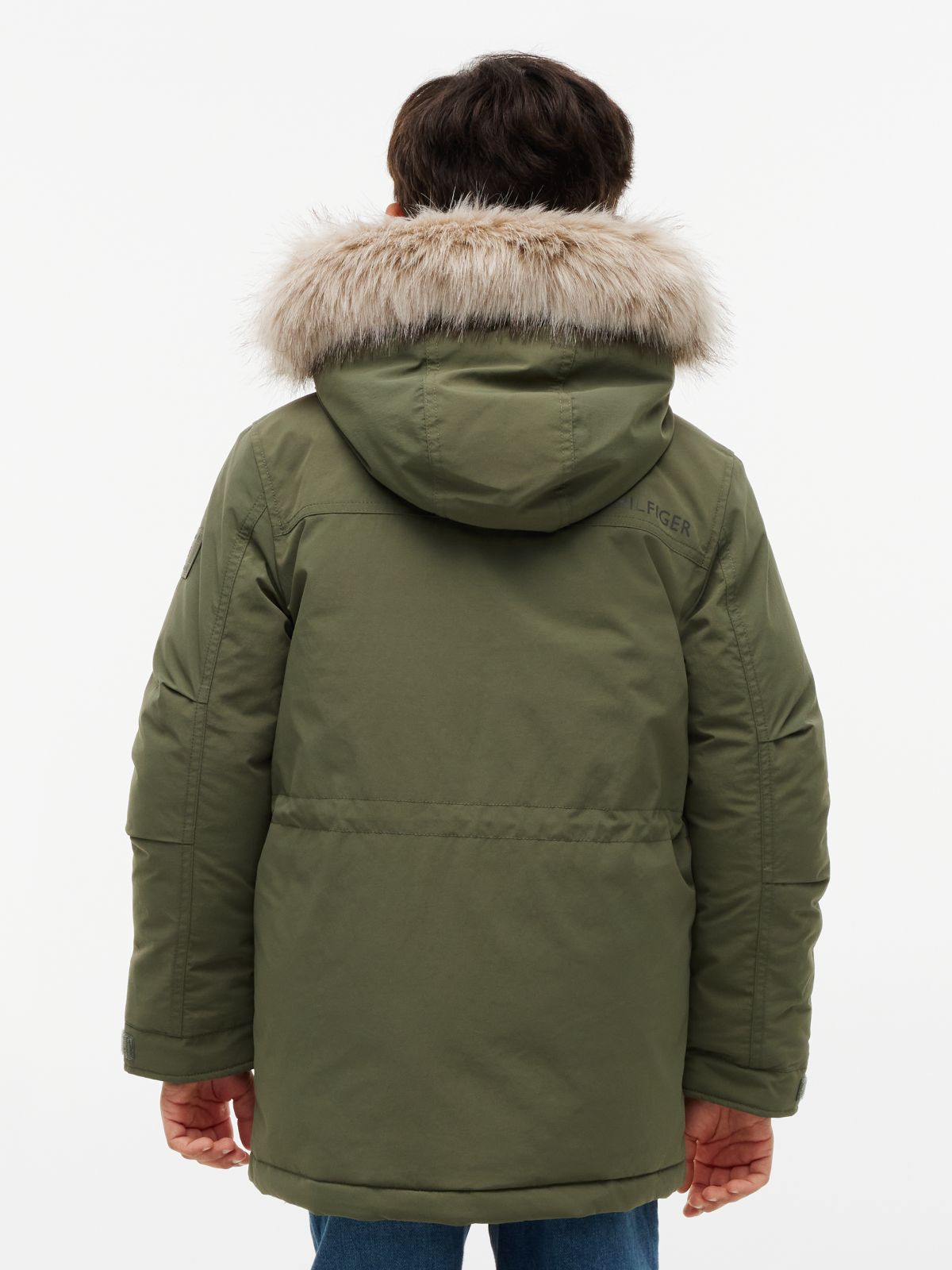 Faux Fur Hood Padded Parka — Green