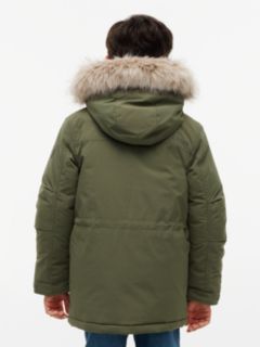 Faux Fur Hood Padded Parka — Green 6