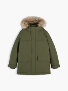 Faux Fur Hood Padded Parka — Green 7