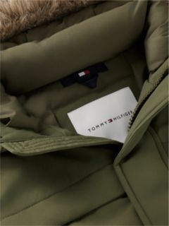 Faux Fur Hood Padded Parka — Green 8