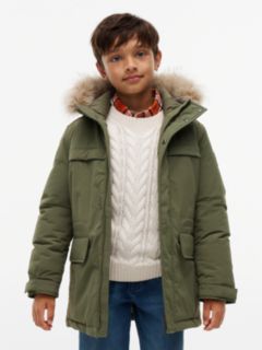 Faux Fur Hood Padded Parka — Green 1