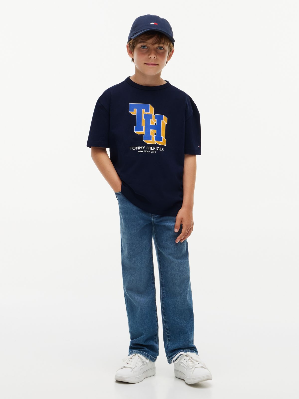 Varsity Logo Relaxed Jersey T-Shirt — Blue