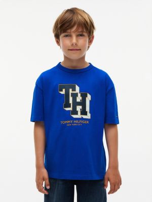 blue varsity logo jersey t-shirt for boys tommy hilfiger