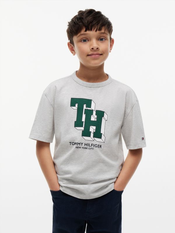 Varsity Logo Relaxed Jersey T-Shirt — Grey