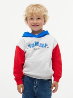 Colour-Blocked Logo Relaxed Terry Hoody — Grey 1