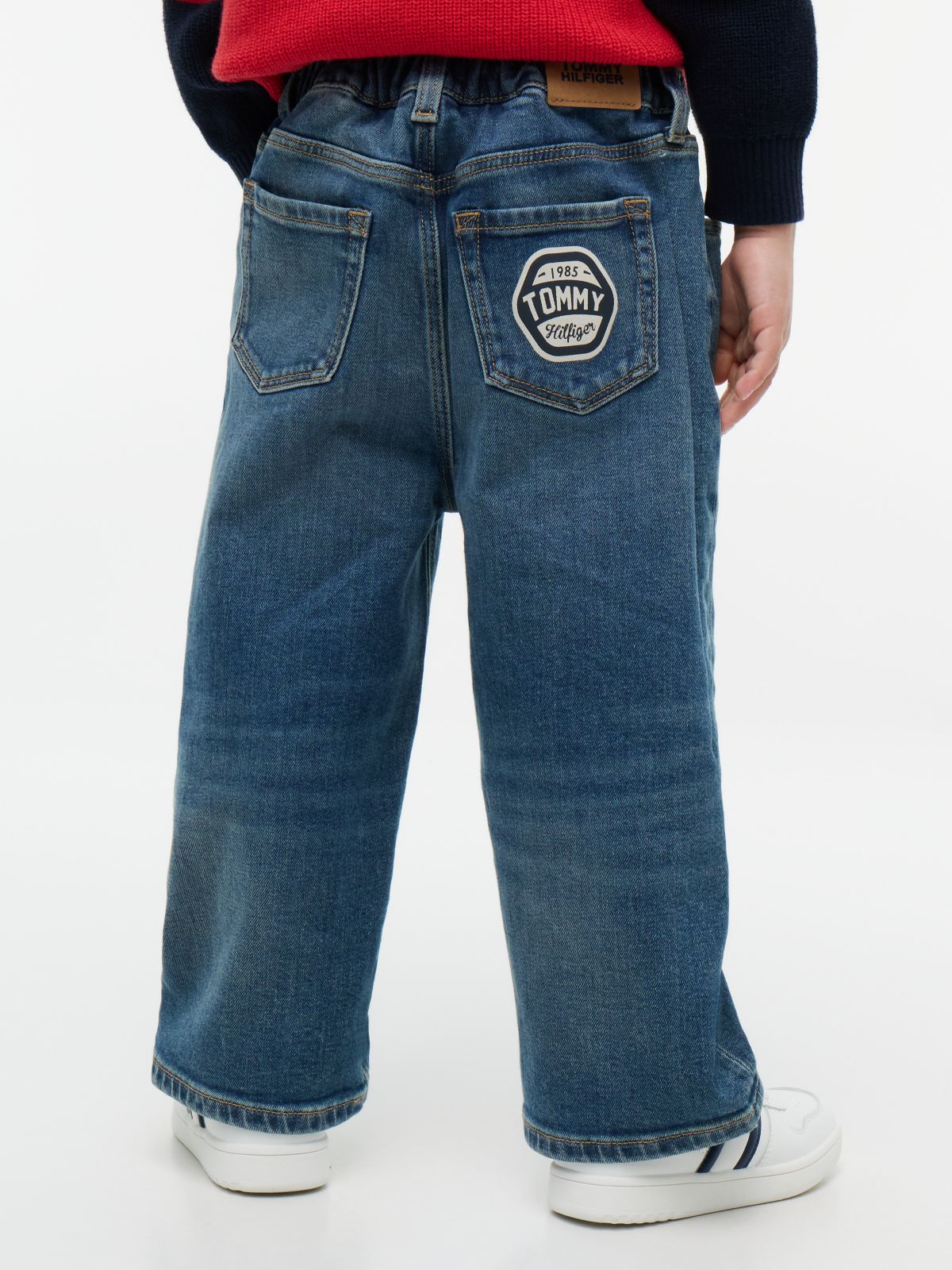 Graphic Elasticated Waist Wide Leg Jeans — Denim