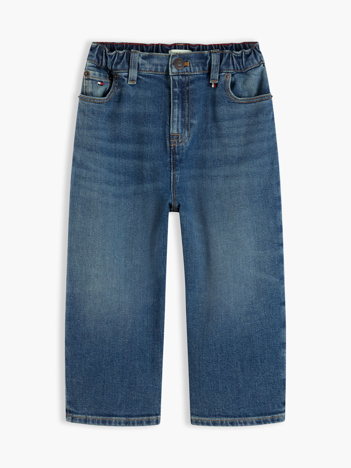 Graphic Elasticated Waist Wide Leg Jeans — Denim