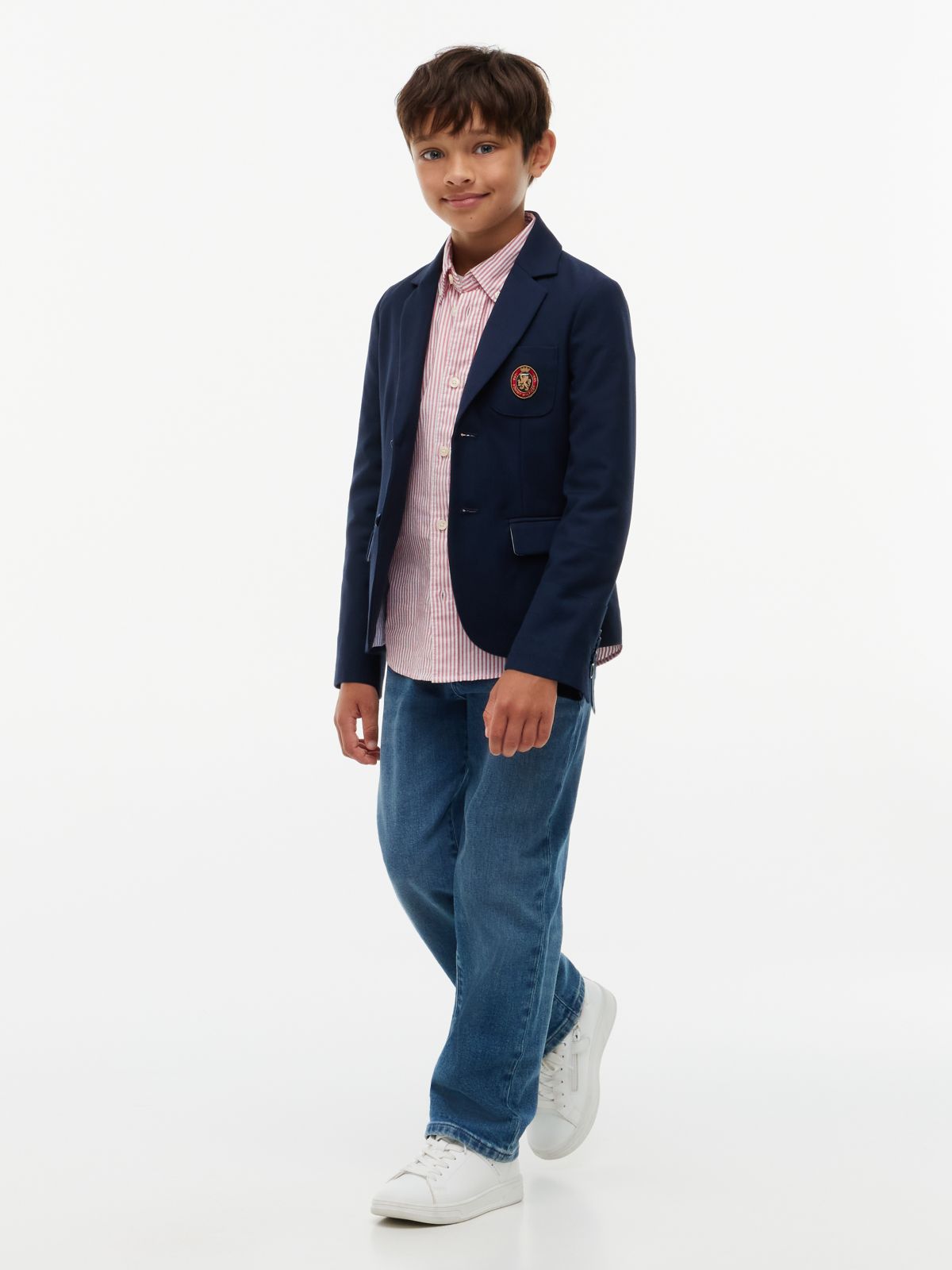 Festive Regular Fit Crest Twill Blazer — Blue