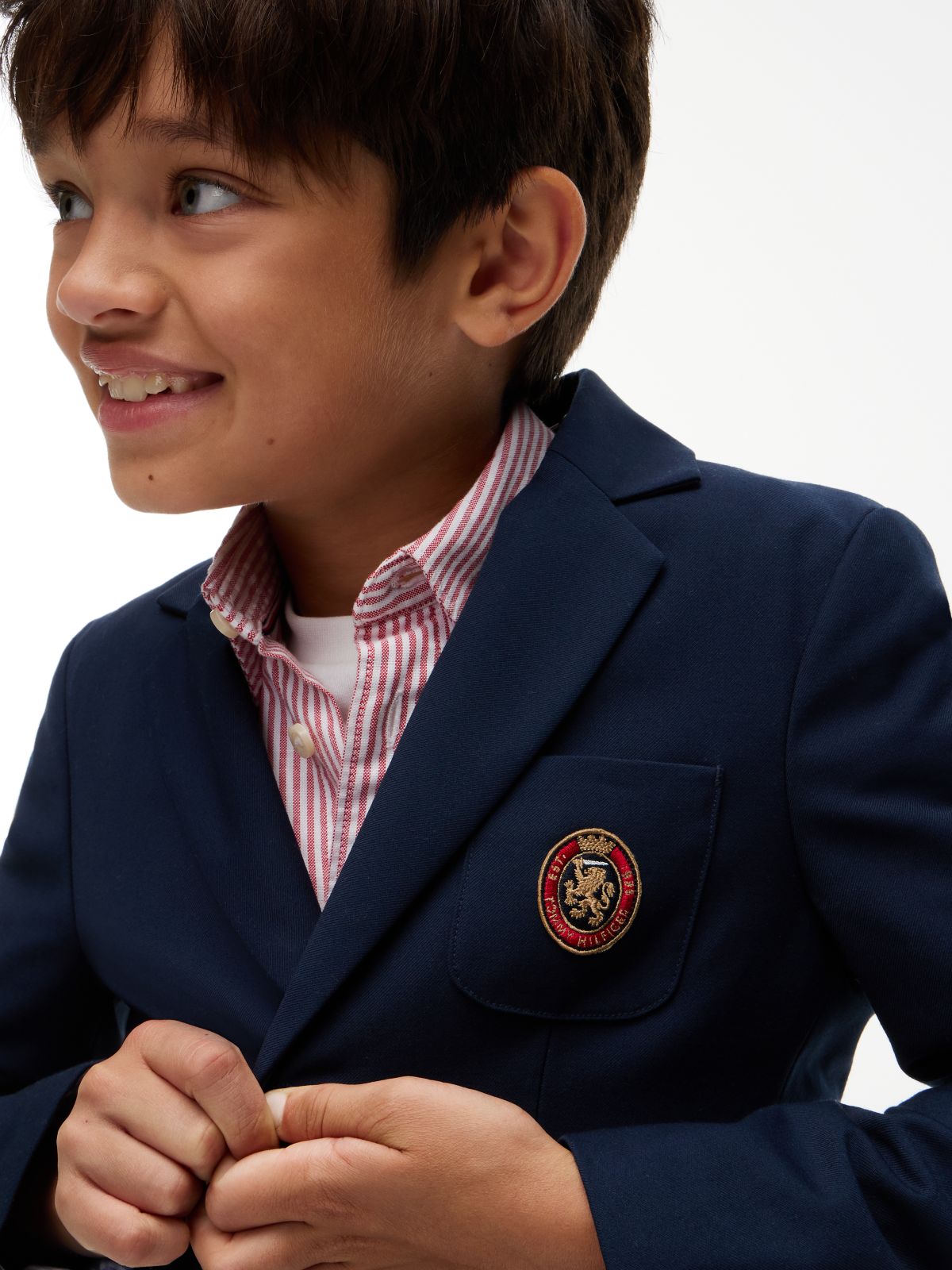 Festive Regular Fit Crest Twill Blazer — Blue