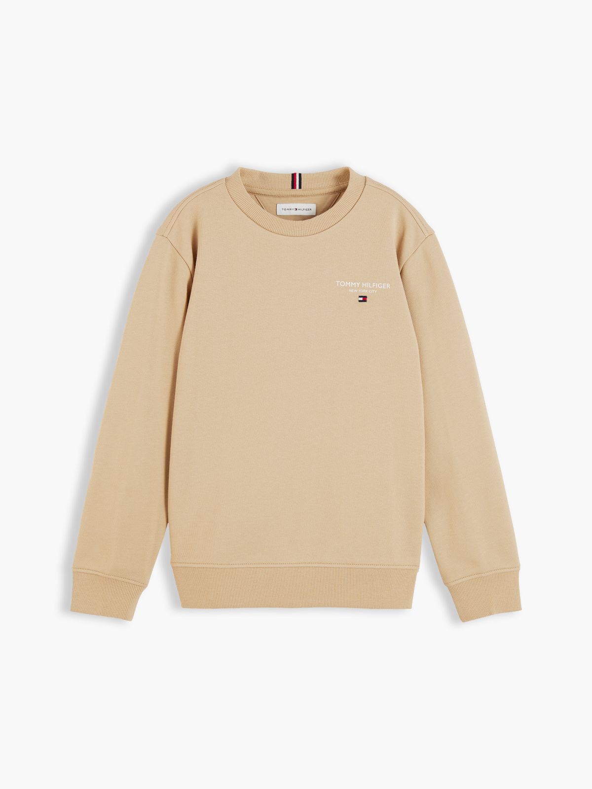 Logo Flag Embroidery Crew Neck Jumper — Beige