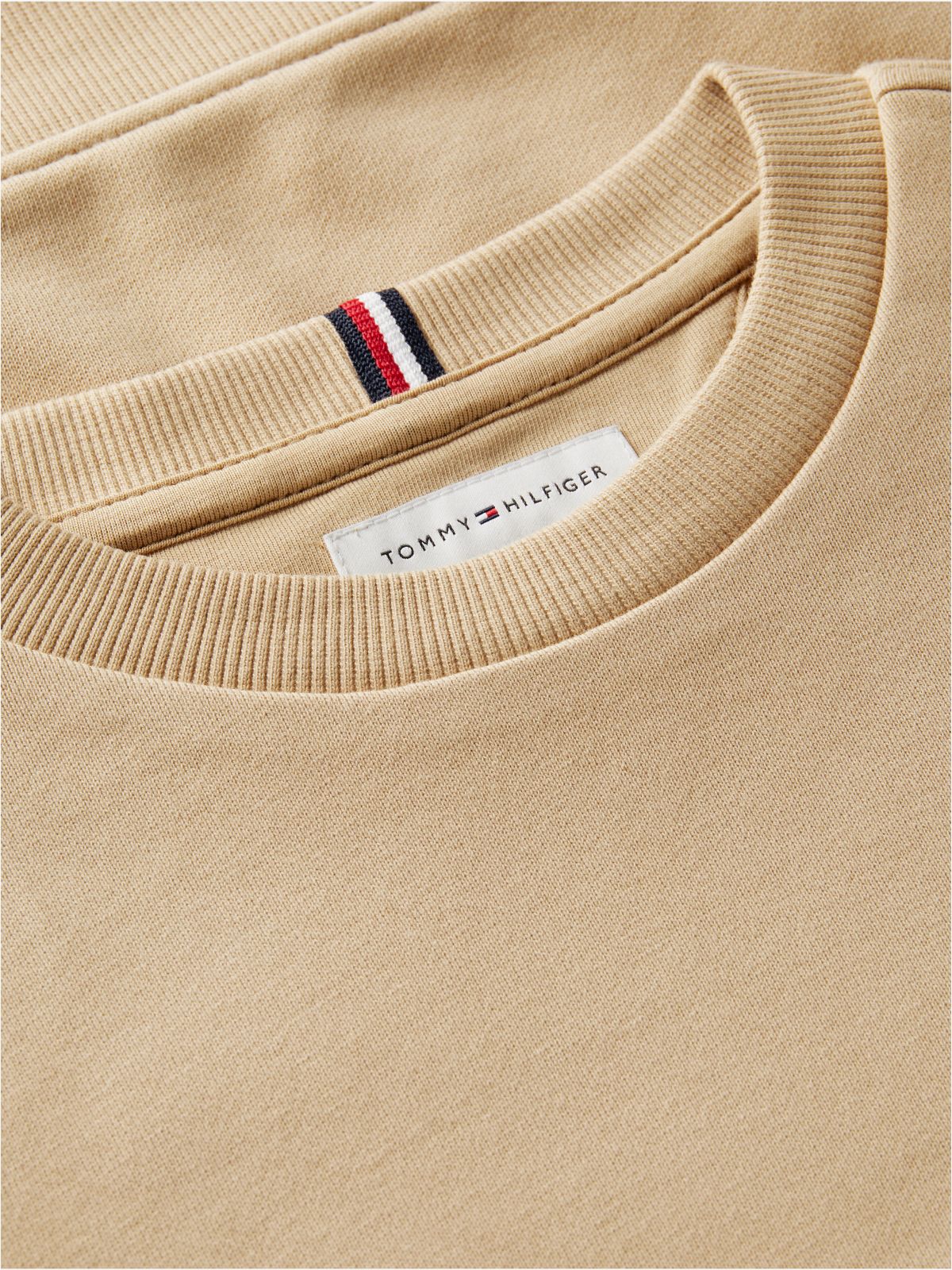 Logo Flag Embroidery Crew Neck Jumper — Beige