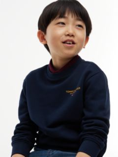 Logo Flag Embroidery Crew Neck Jumper — Blue 3