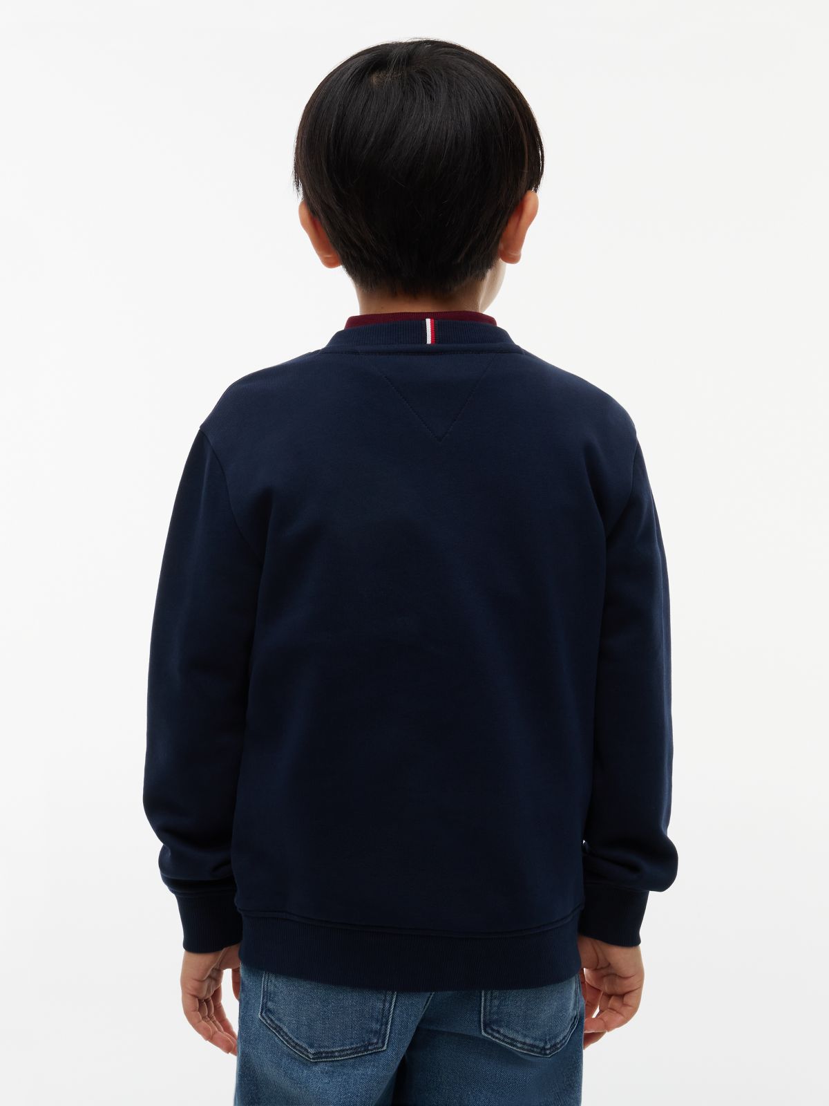 Logo Flag Embroidery Crew Neck Jumper — Blue