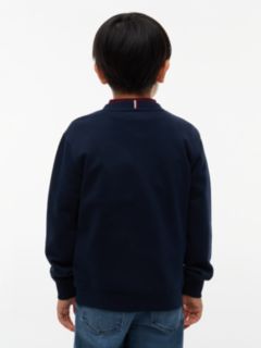 Logo Flag Embroidery Crew Neck Jumper — Blue 4