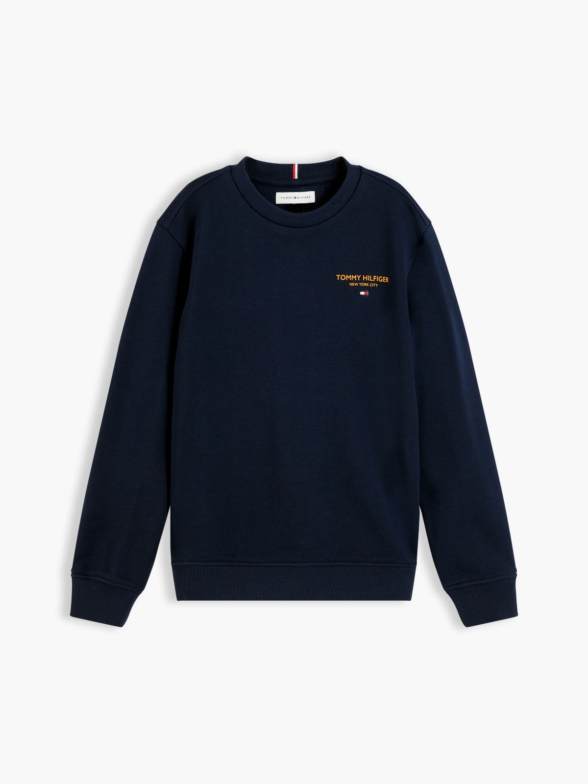 Logo Flag Embroidery Crew Neck Jumper — Blue