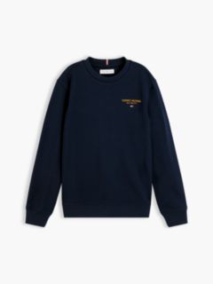 Logo Flag Embroidery Crew Neck Jumper — Blue 5