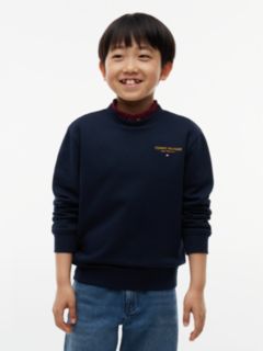 Logo Flag Embroidery Crew Neck Jumper — Blue 1