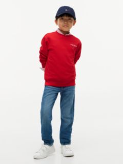 Logo Flag Embroidery Crew Neck Jumper — Red 2