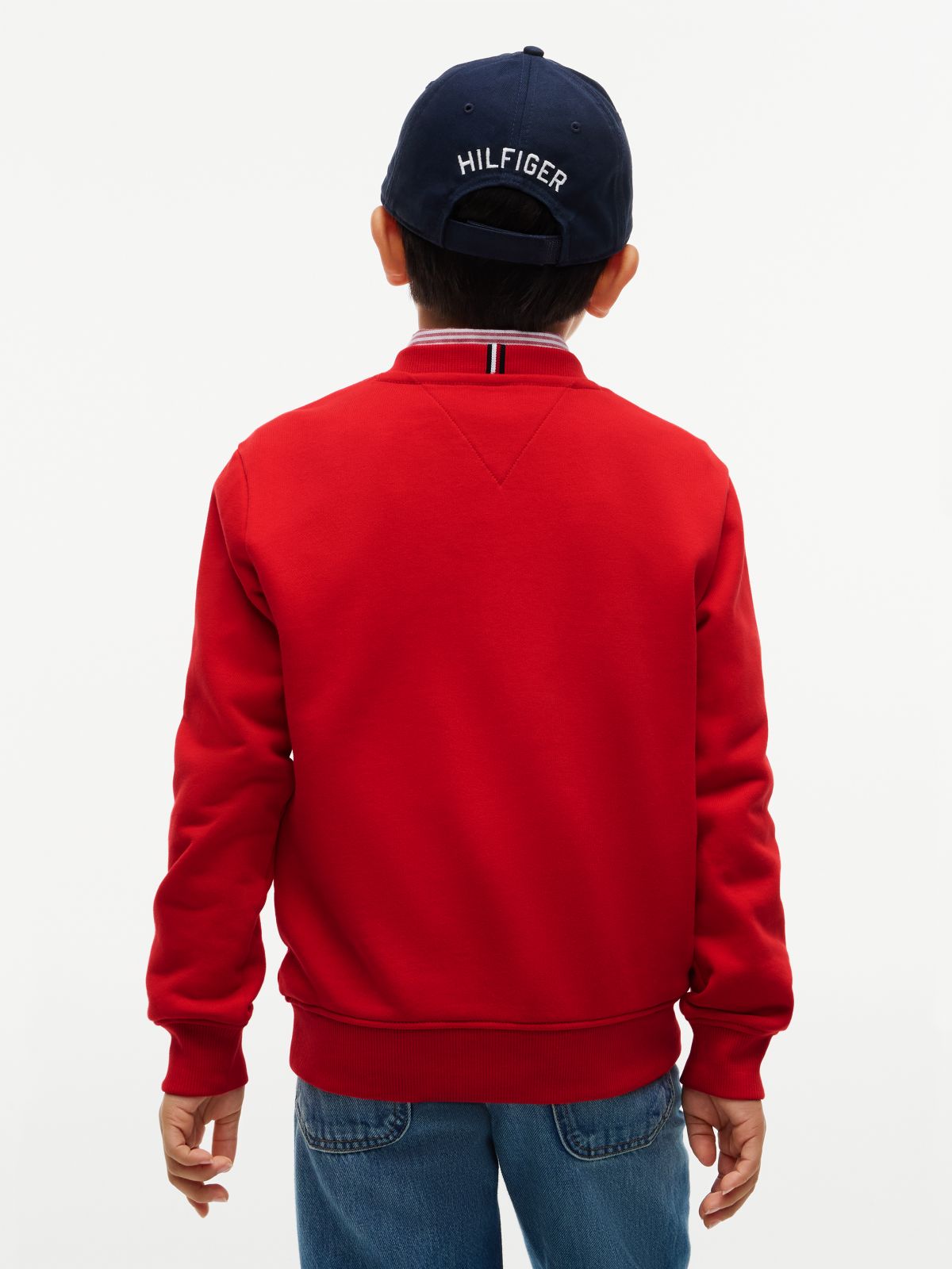 Logo Flag Embroidery Crew Neck Jumper — Red