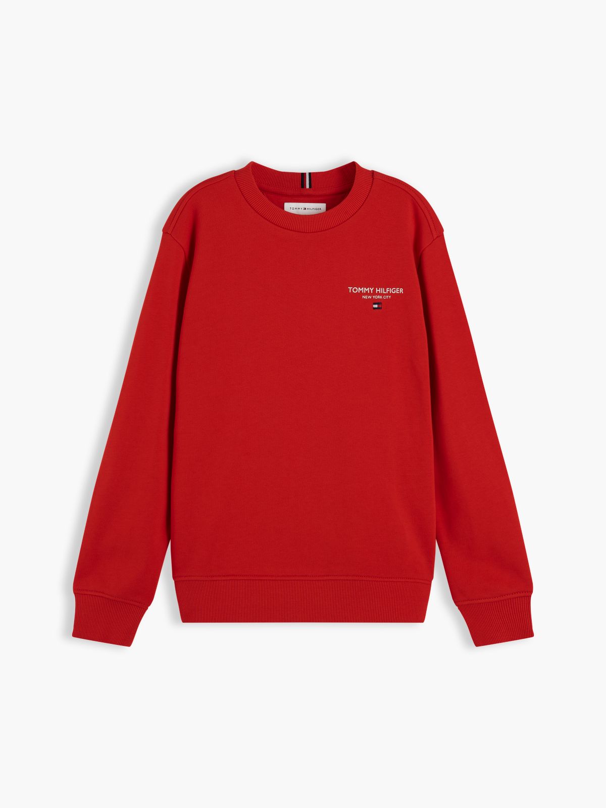 Logo Flag Embroidery Crew Neck Jumper — Red