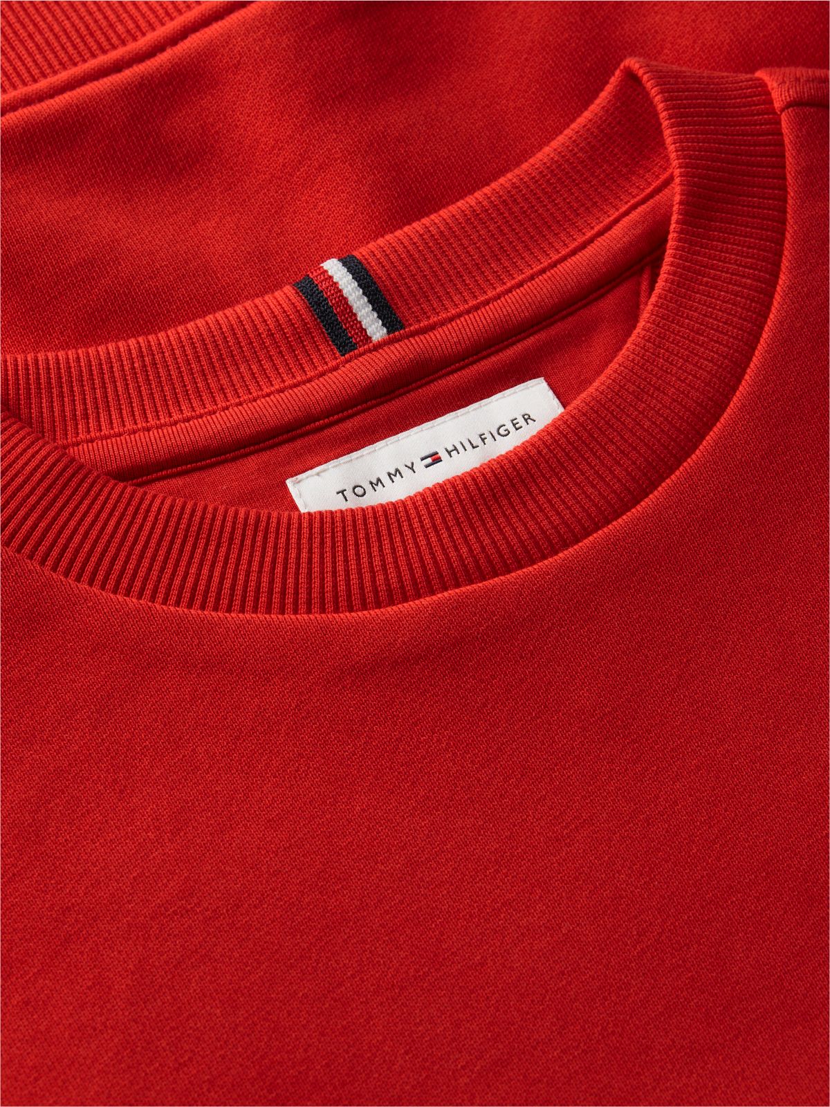 Logo Flag Embroidery Crew Neck Jumper — Red