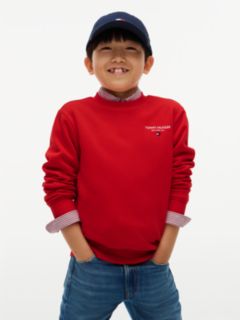 Logo Flag Embroidery Crew Neck Jumper — Red 1