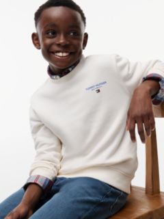 Logo Flag Embroidery Crew Neck Jumper — White 3