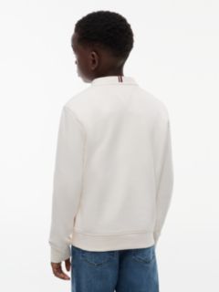 Logo Flag Embroidery Crew Neck Jumper — White 4