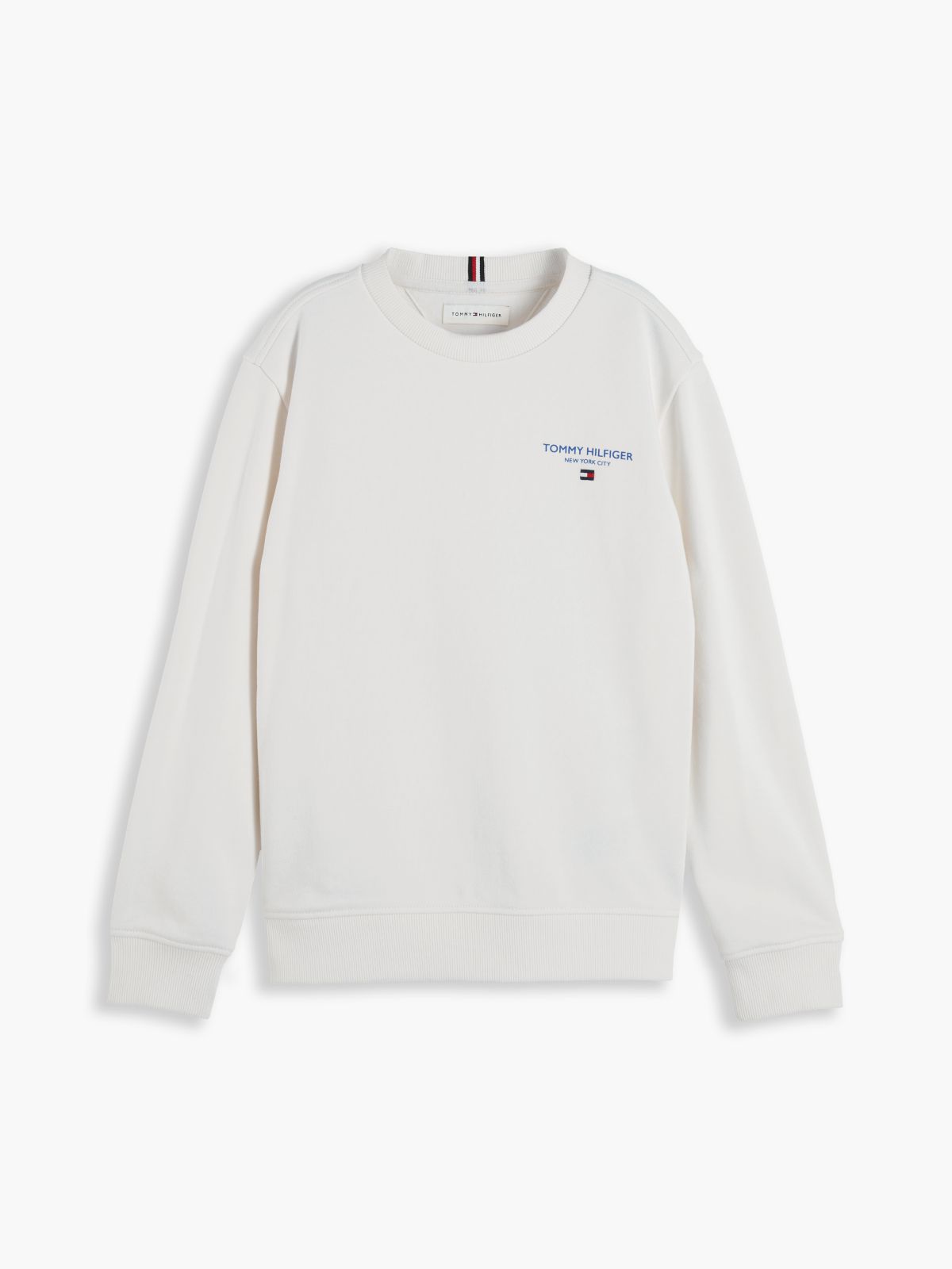 Logo Flag Embroidery Crew Neck Jumper — White
