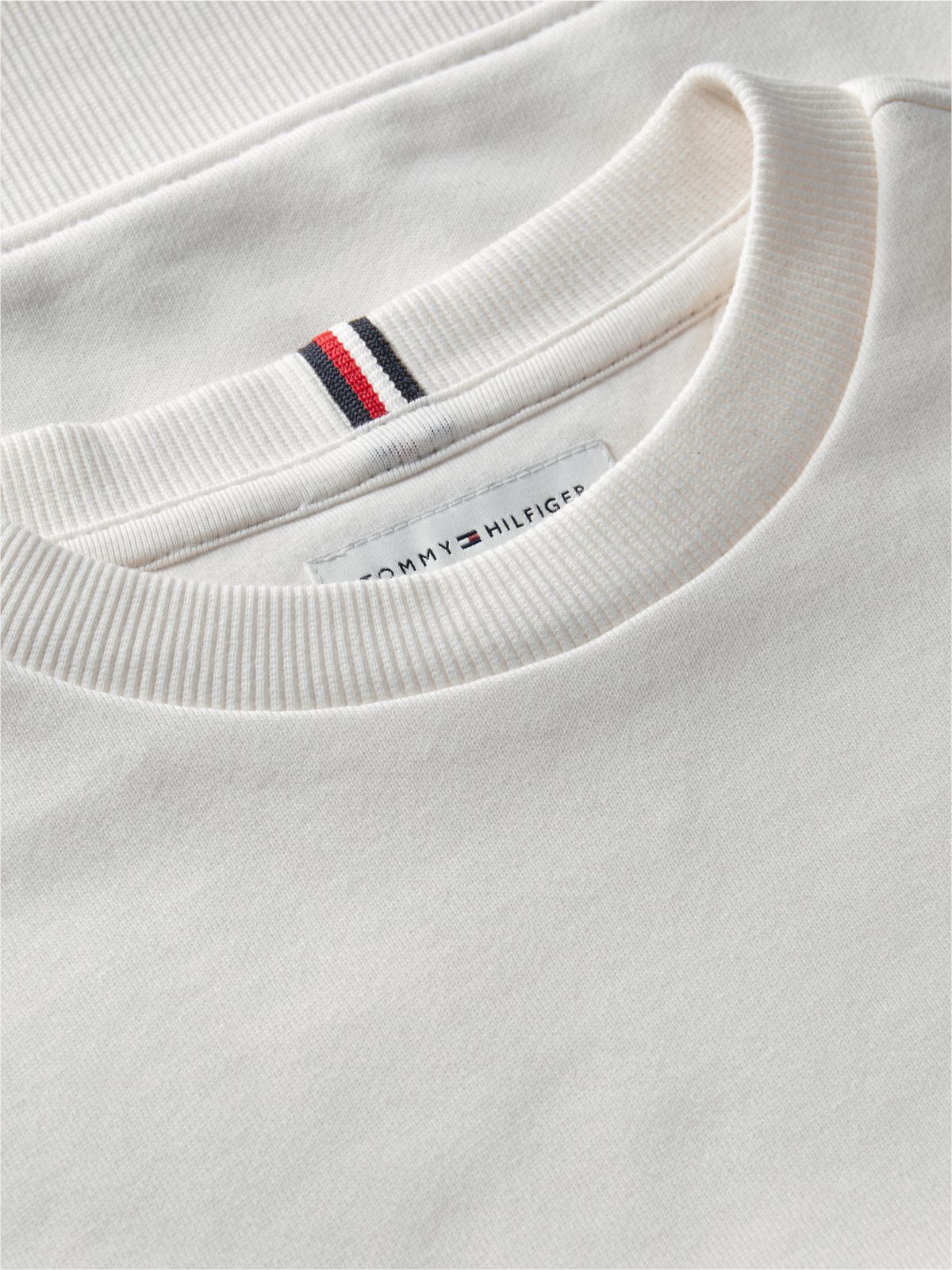 Logo Flag Embroidery Crew Neck Jumper — White