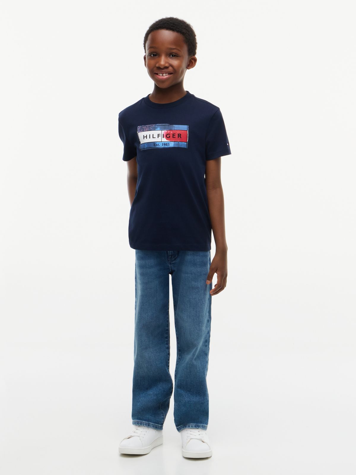 Flag Graphic Jersey T-Shirt — Blue